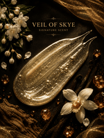 Hydrating Shampoo for Hair Extensions in a clear bottle with a shimmering golden, liquid-inspired design and floral branding.