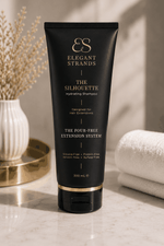 Elegant Strands hydrating shampoo for hair extensions, part of the hair extension shampoo and conditioner bundle.