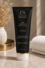 The Embrace nourishing conditioner from the Elegant Strands hair extension shampoo and conditioner collection